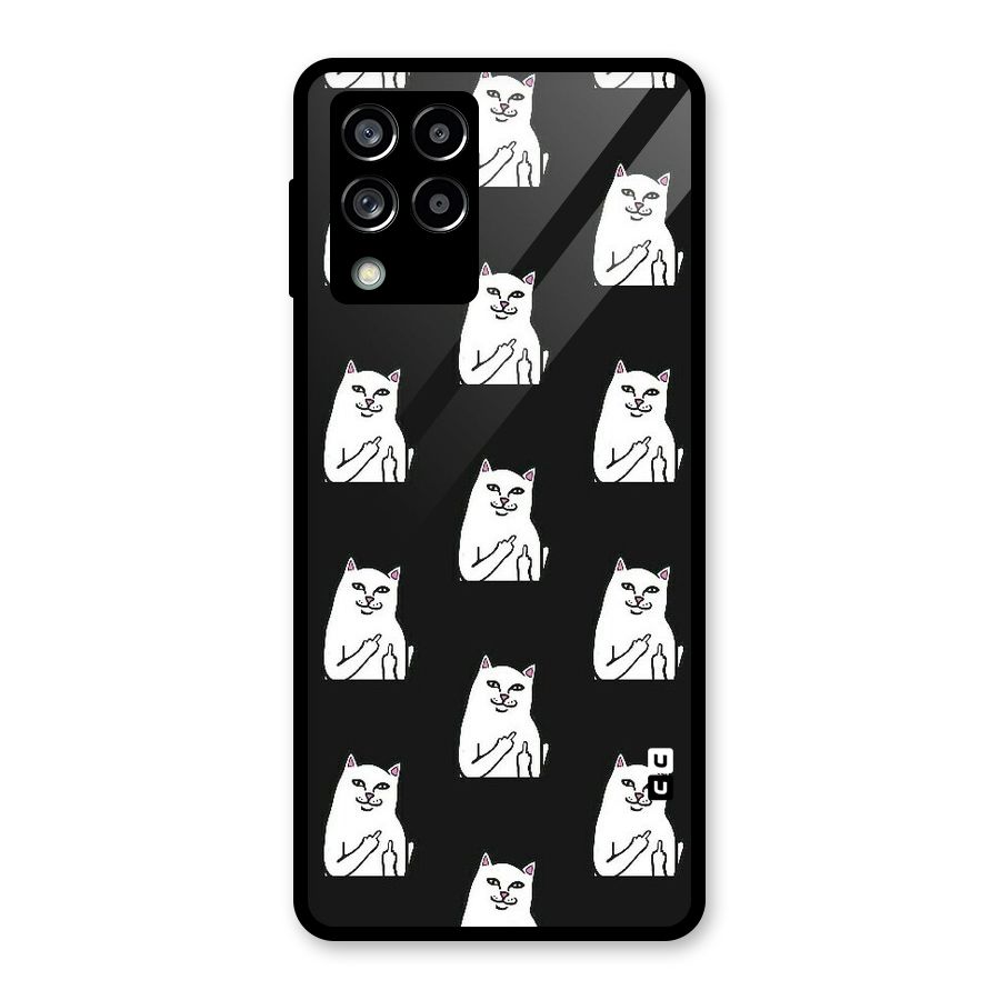 Chill Cat Pattern Glass Back Case for Galaxy M53 5G