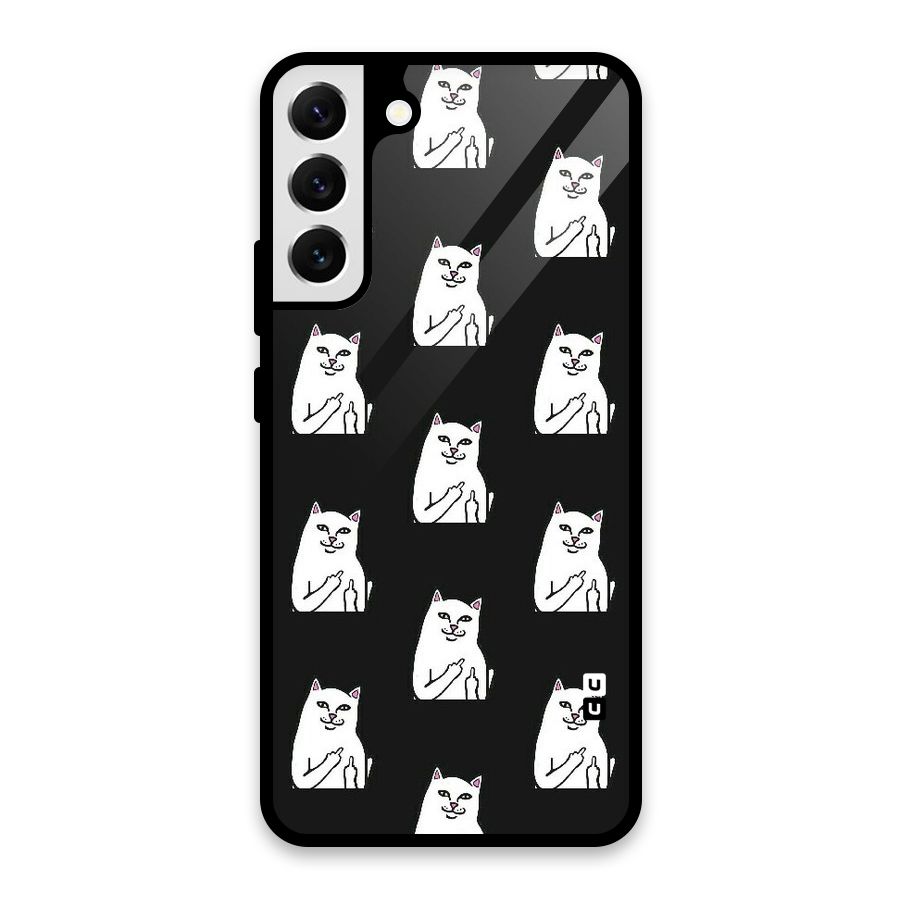 Chill Cat Pattern Glass Back Case for Galaxy S22 Plus 5G
