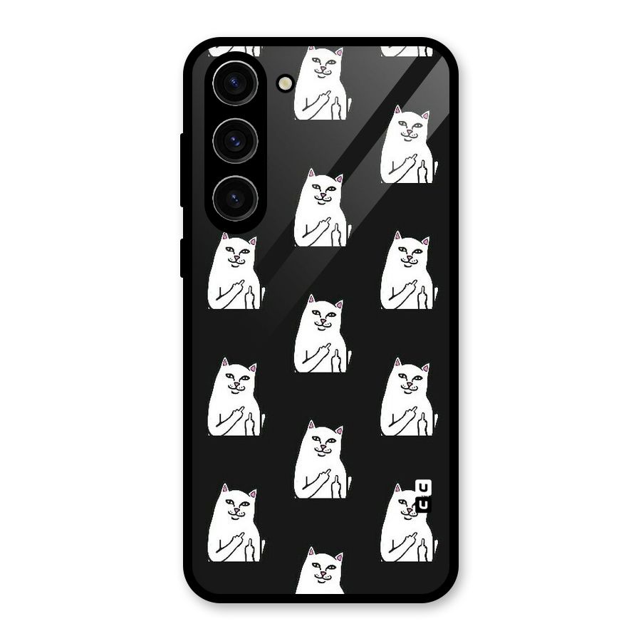 Chill Cat Pattern Glass Back Case for Galaxy S23 Plus