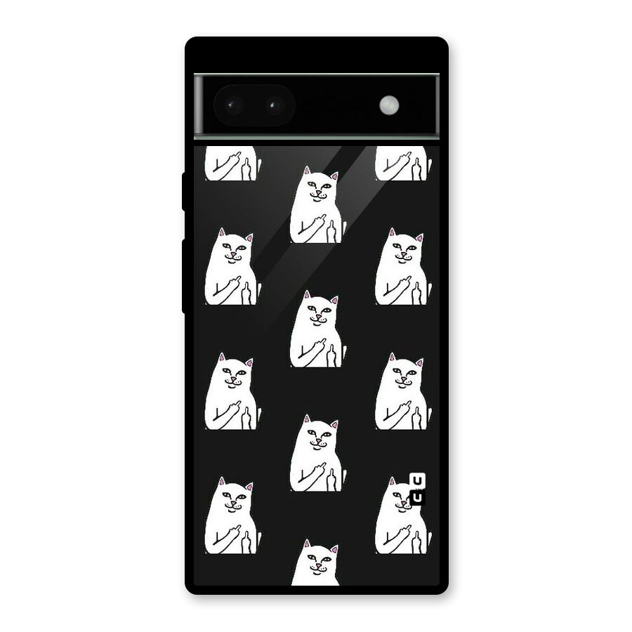 Chill Cat Pattern Glass Back Case for Google Pixel 6a