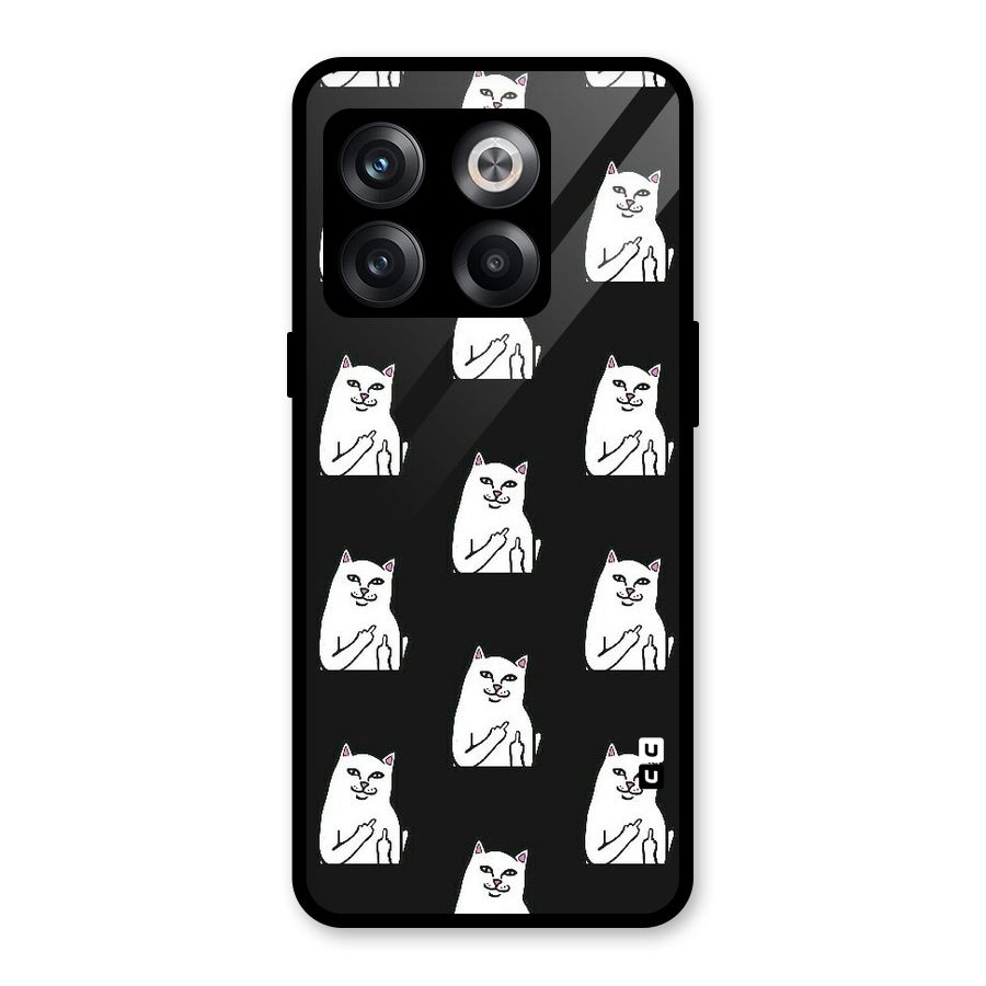 Chill Cat Pattern Glass Back Case for OnePlus 10T