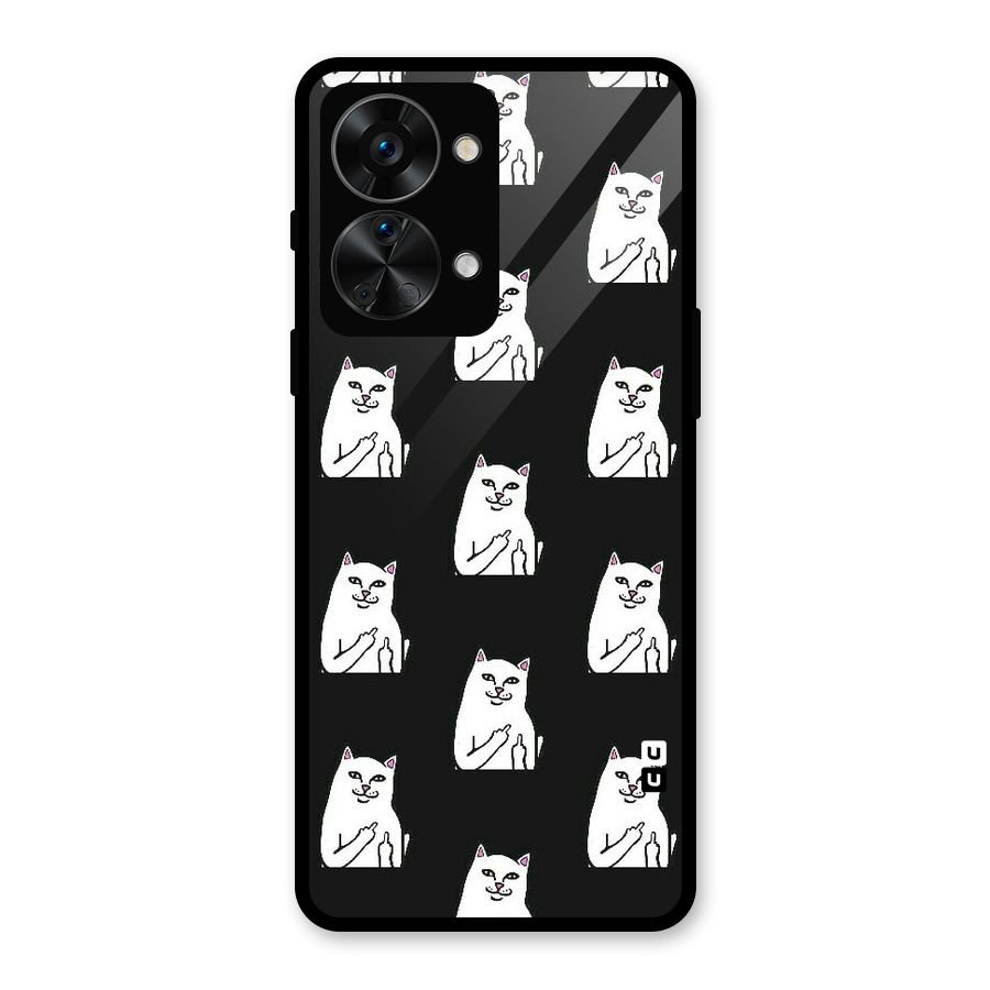 Chill Cat Pattern Glass Back Case for OnePlus Nord 2T