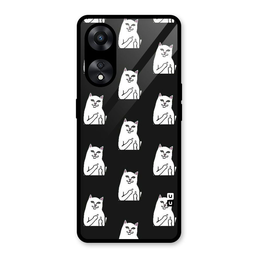 Chill Cat Pattern Glass Back Case for Oppo A78
