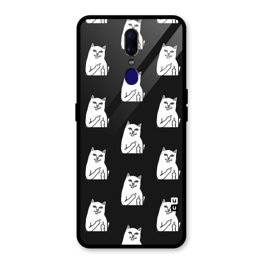Chill Cat Pattern Glass Back Case for Oppo F11