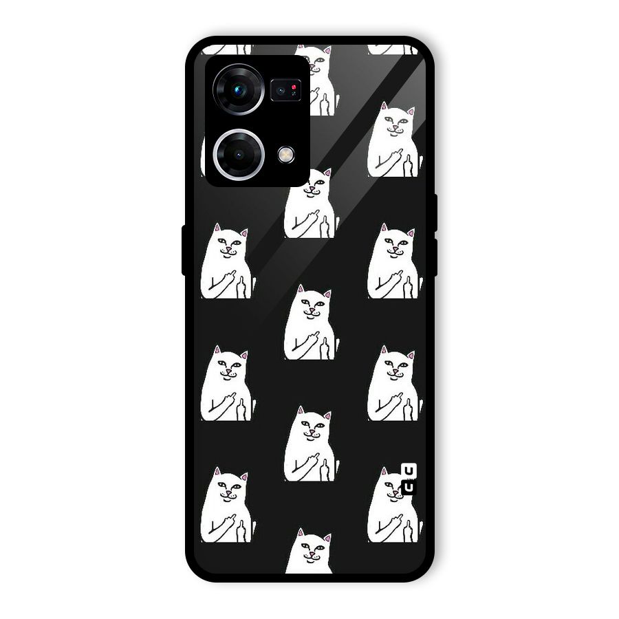 Chill Cat Pattern Glass Back Case for Oppo F21 Pro 5G