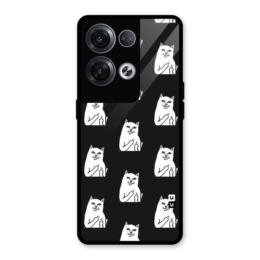 Chill Cat Pattern Glass Back Case for Oppo Reno8 Pro 5G
