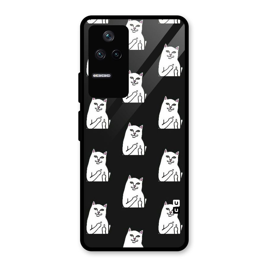 Chill Cat Pattern Glass Back Case for Poco F4 5G