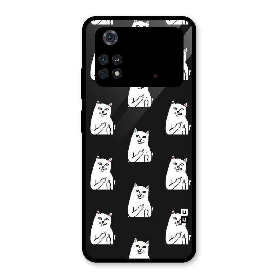 Chill Cat Pattern Glass Back Case for Poco M4 Pro 4G