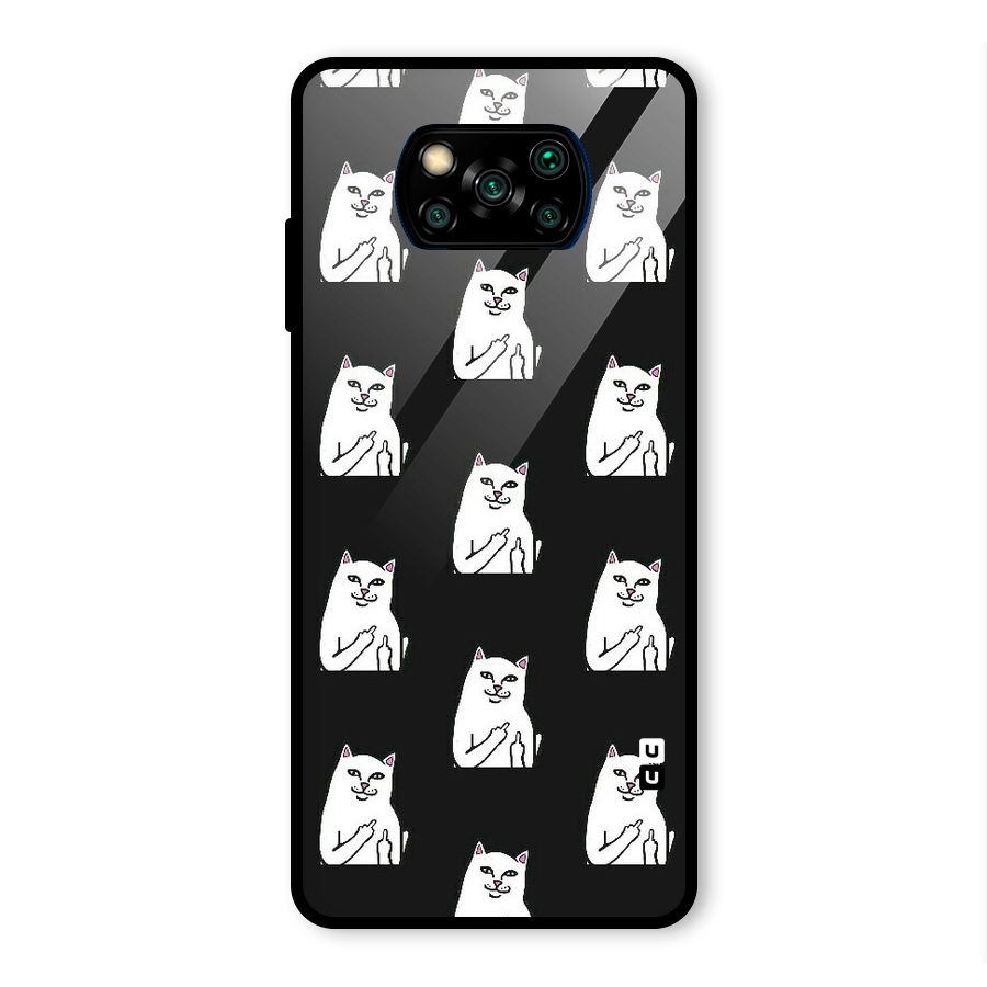 Chill Cat Pattern Glass Back Case for Poco X3 Pro