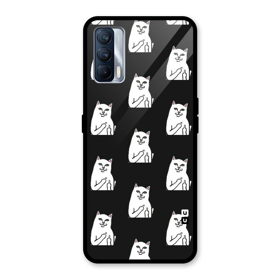 Chill Cat Pattern Glass Back Case for Realme X7