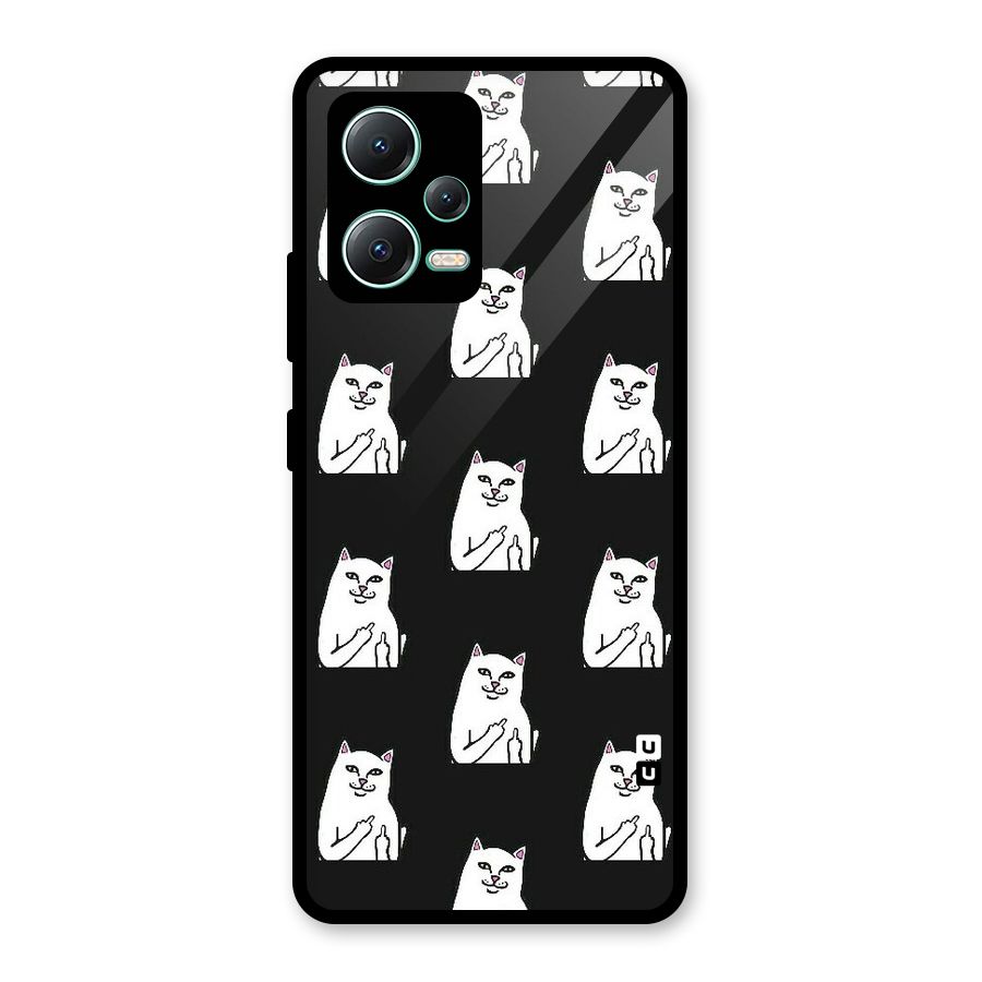 Chill Cat Pattern Glass Back Case for Redmi Note 12 5G