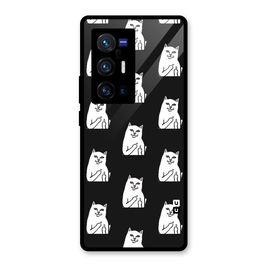 Chill Cat Pattern Glass Back Case for Vivo X70 Pro Plus