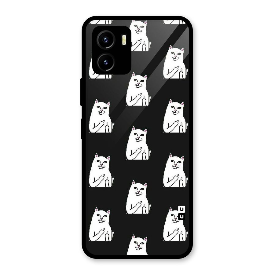 Chill Cat Pattern Glass Back Case for Vivo Y15s