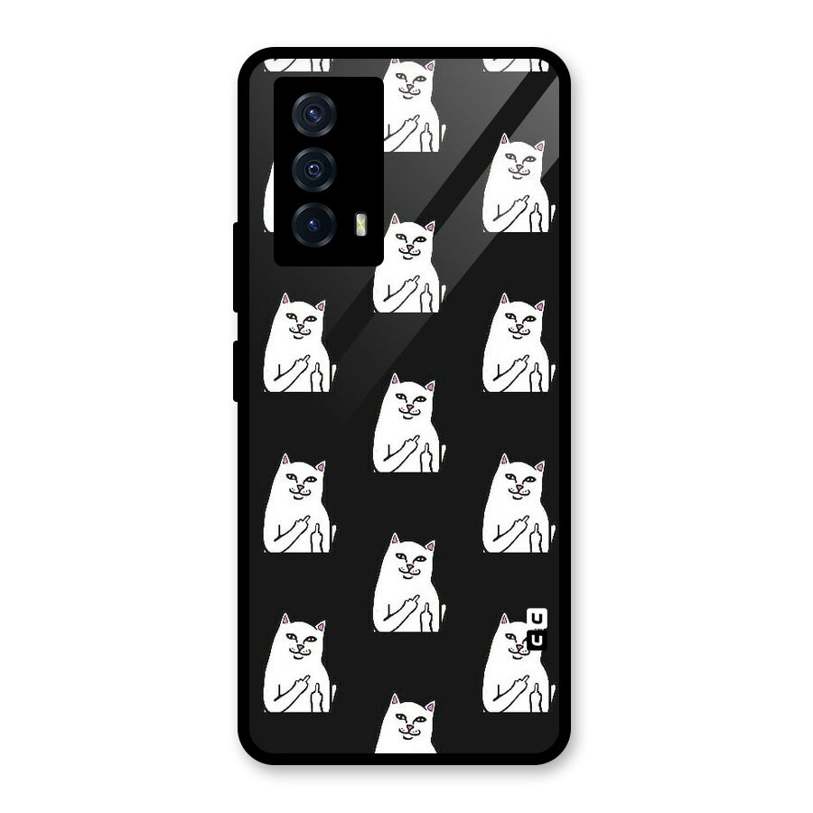 Chill Cat Pattern Glass Back Case for Vivo iQOO Z5