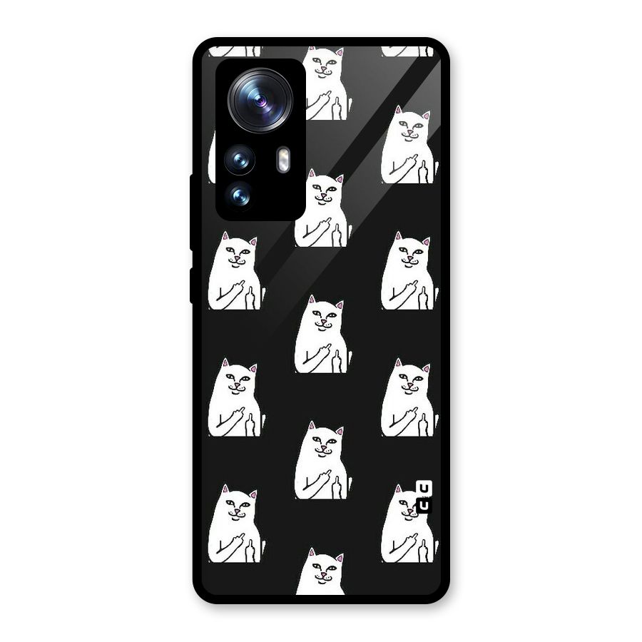 Chill Cat Pattern Glass Back Case for Xiaomi 12 Pro