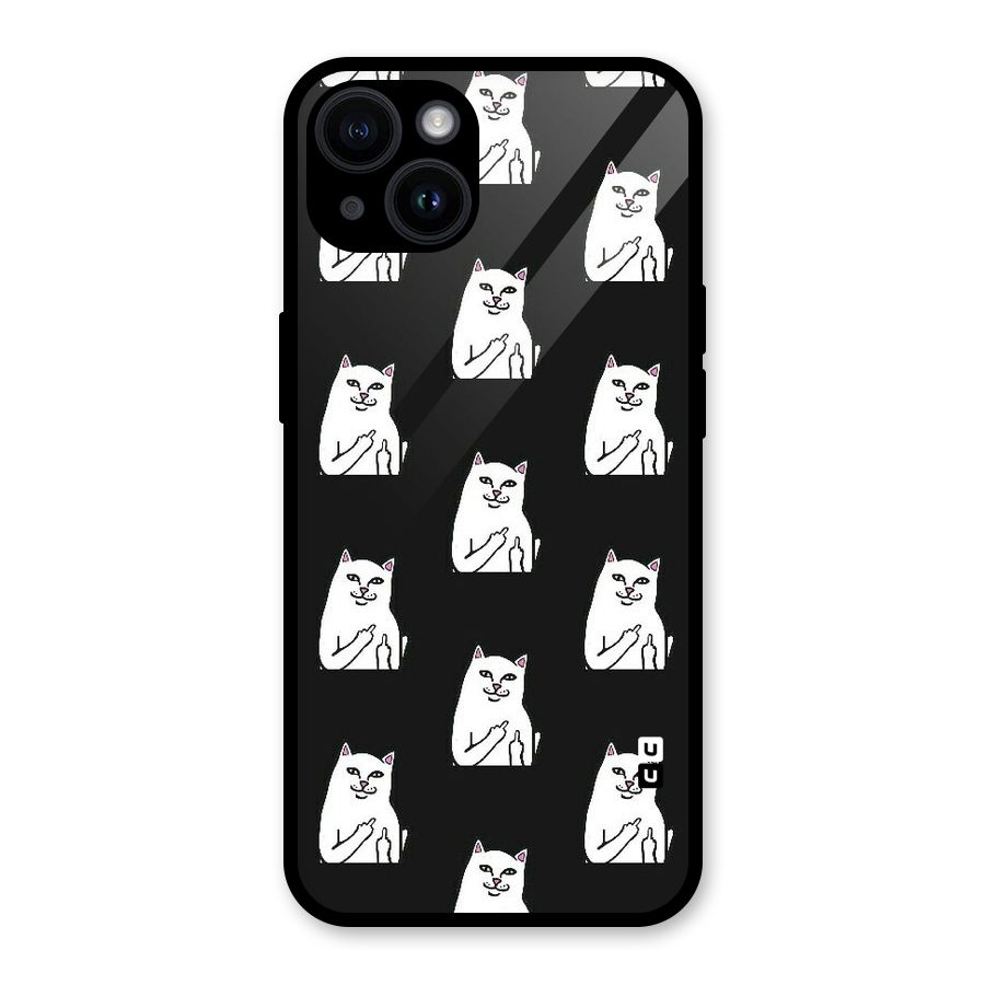 Chill Cat Pattern Glass Back Case for iPhone 14