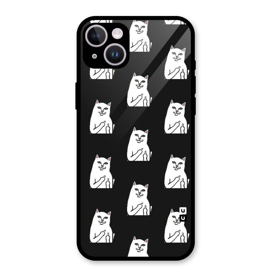 Chill Cat Pattern Glass Back Case for iPhone 14 Plus