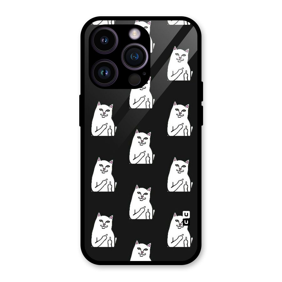 Chill Cat Pattern Glass Back Case for iPhone 14 Pro