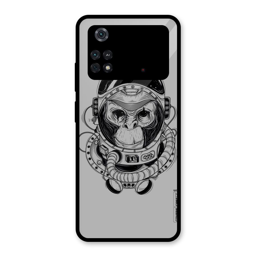 Chimpanzee Astronaut Glass Back Case for Poco M4 Pro 4G