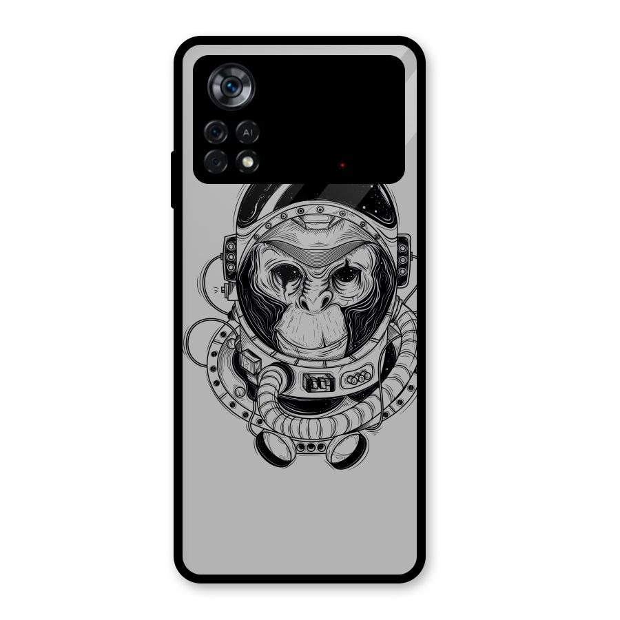 Chimpanzee Astronaut Glass Back Case for Poco X4 Pro 5G
