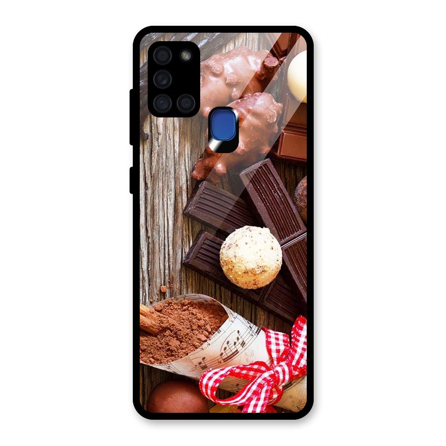 Chocolate Candies Glass Back Case for Galaxy A21s
