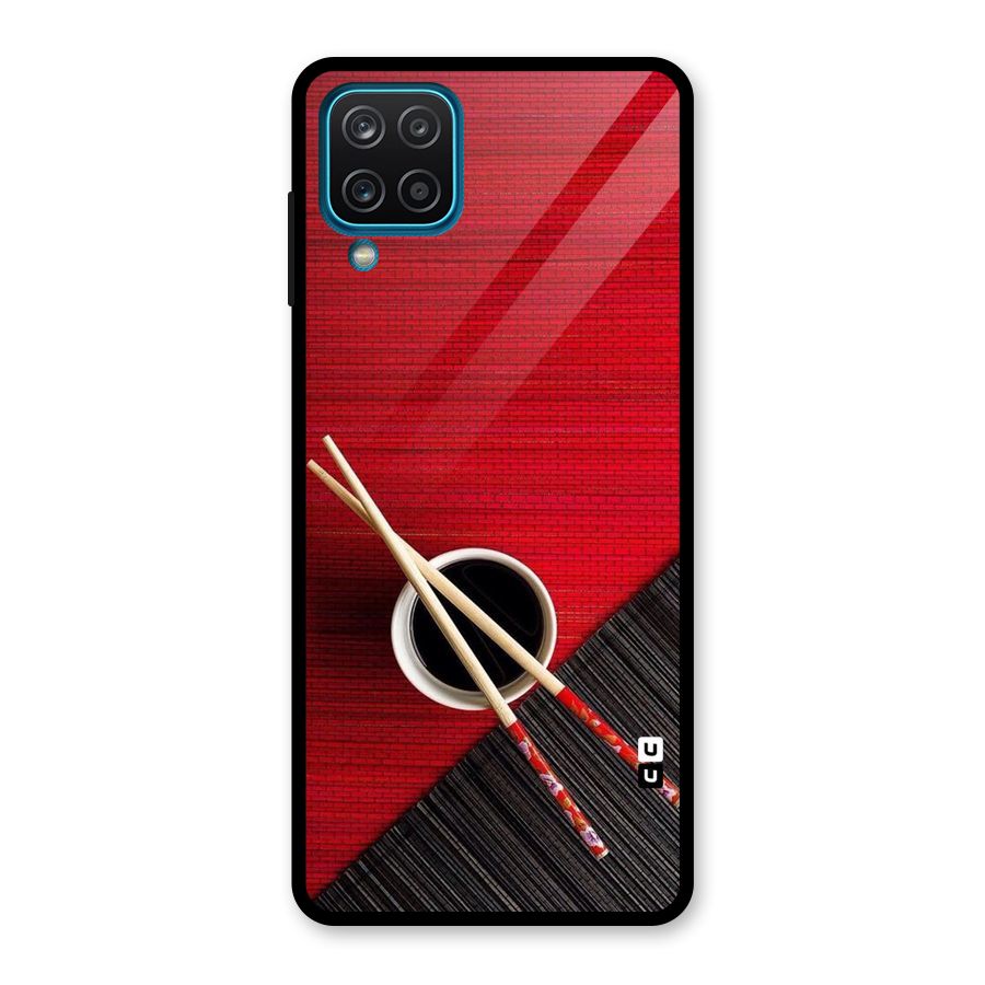 Chopstick Design Glass Back Case for Galaxy A12