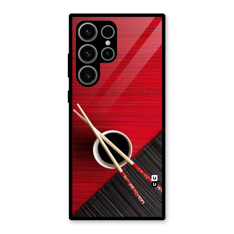 Chopstick Design Glass Back Case for Galaxy S23 Ultra
