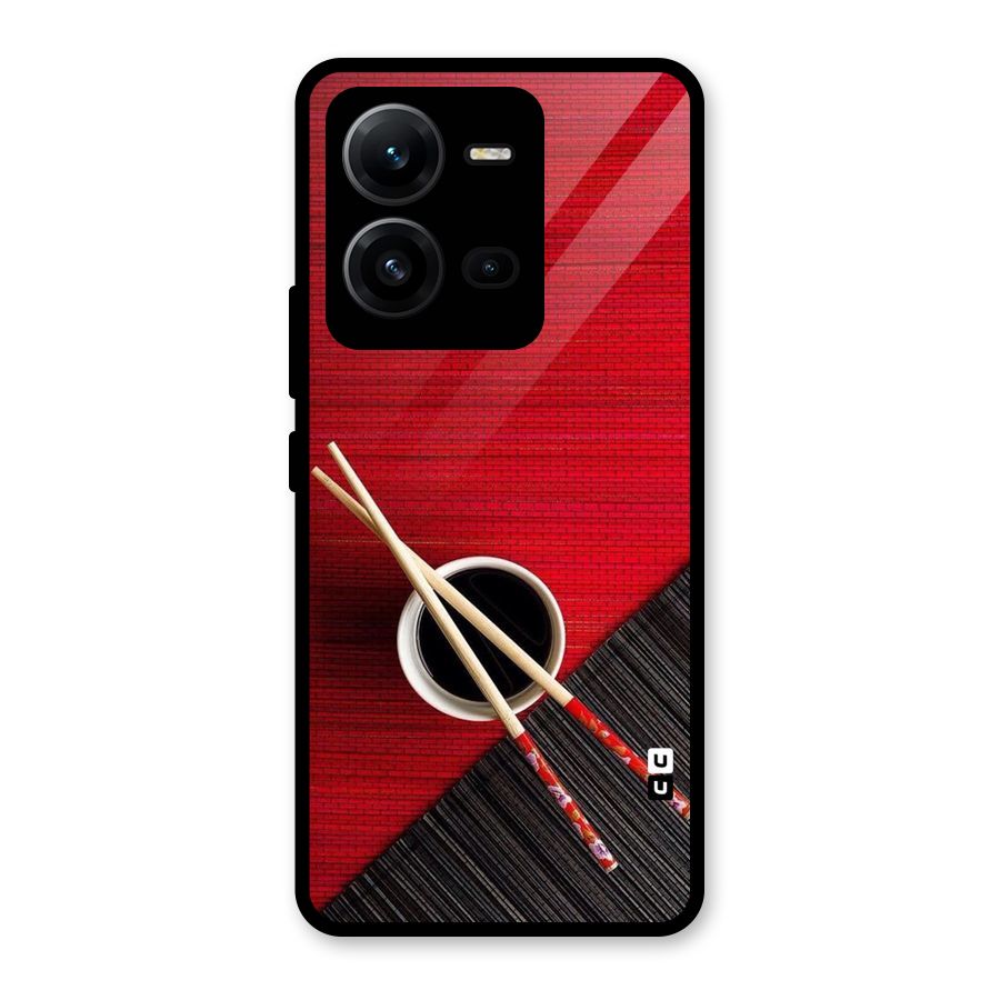 Chopstick Design Glass Back Case for Vivo V25