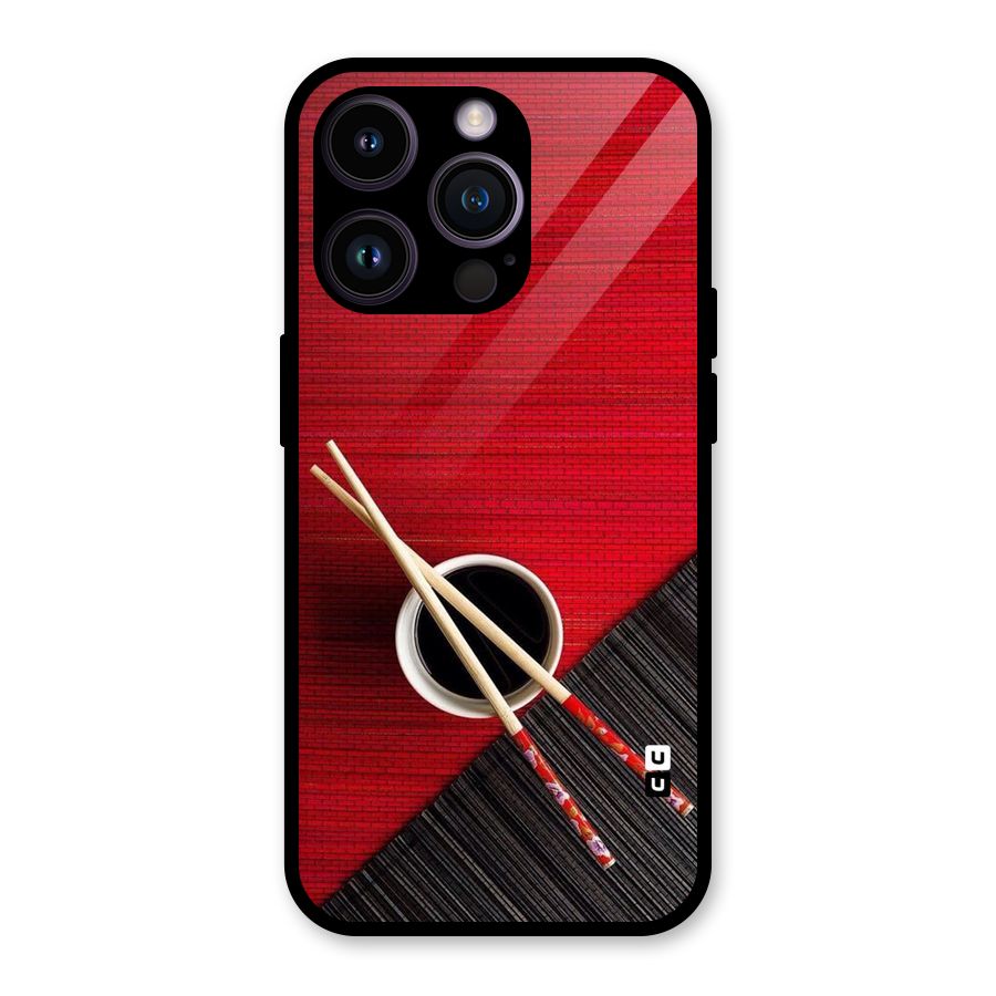 Chopstick Design Glass Back Case for iPhone 14 Pro