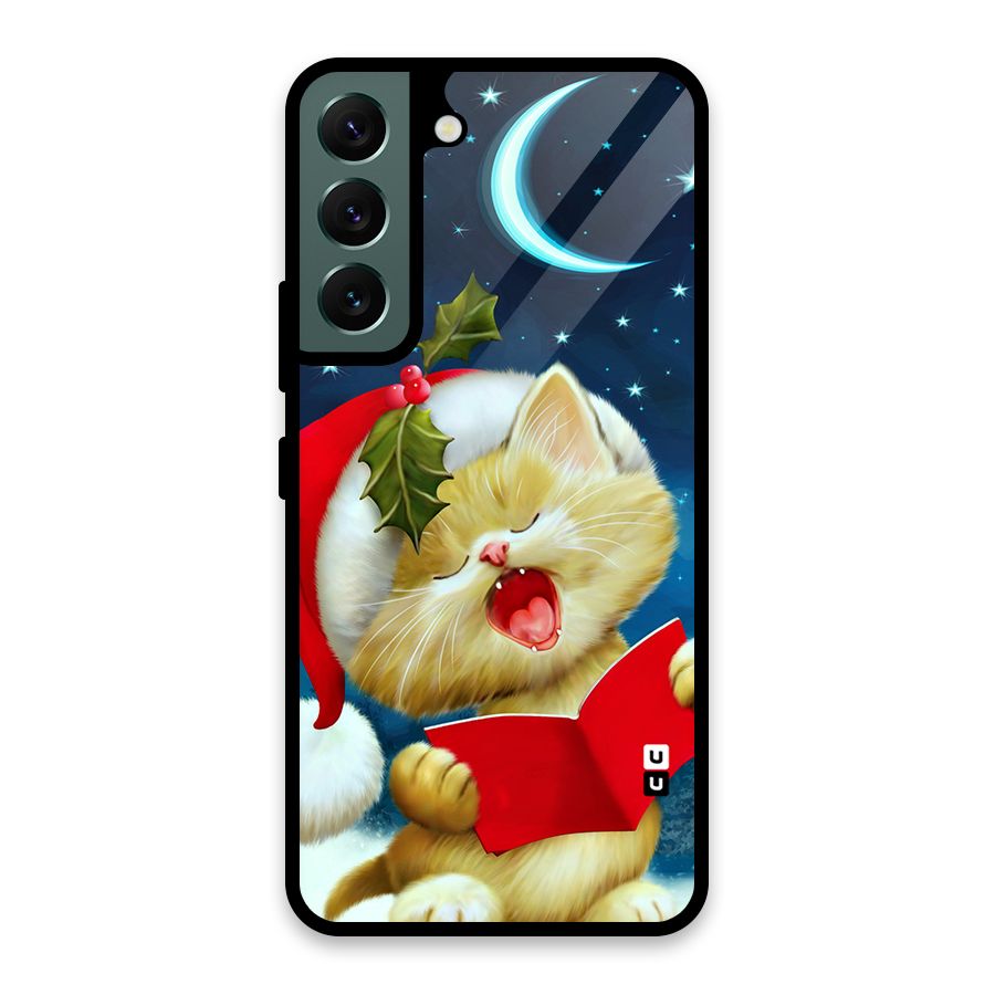 Christmas Cat Glass Back Case for Galaxy S22 5G