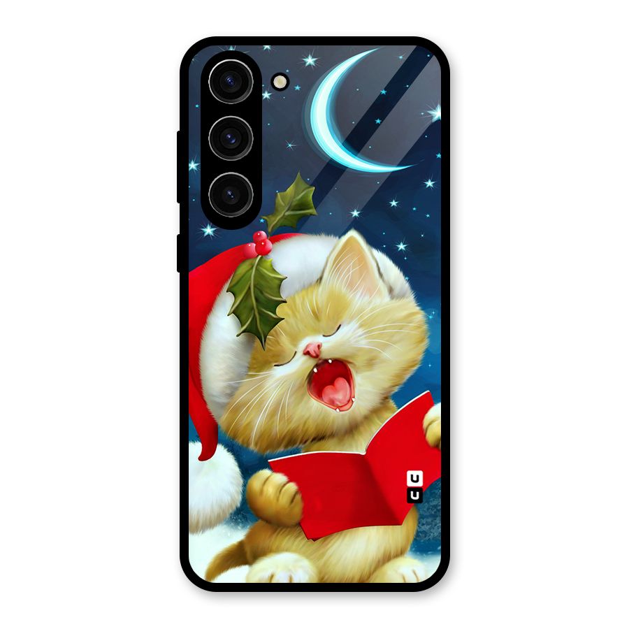 Christmas Cat Glass Back Case for Galaxy S23 Plus