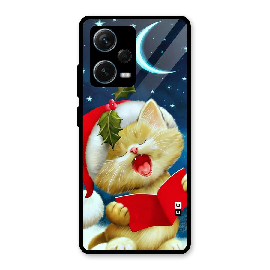 Christmas Cat Glass Back Case for Redmi Note 12 Pro Plus 5G