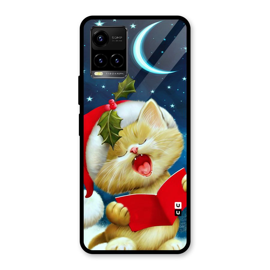 Christmas Cat Glass Back Case for Vivo Y21T