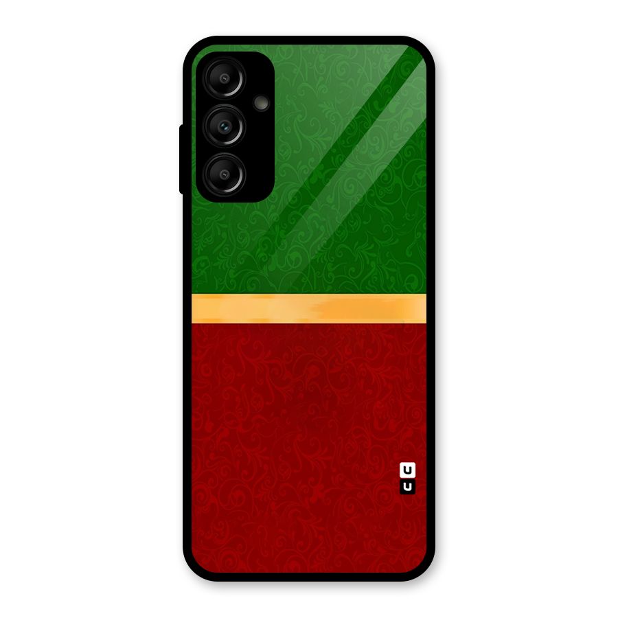 Christmas Colors Stripe Glass Back Case for Galaxy A14 5G