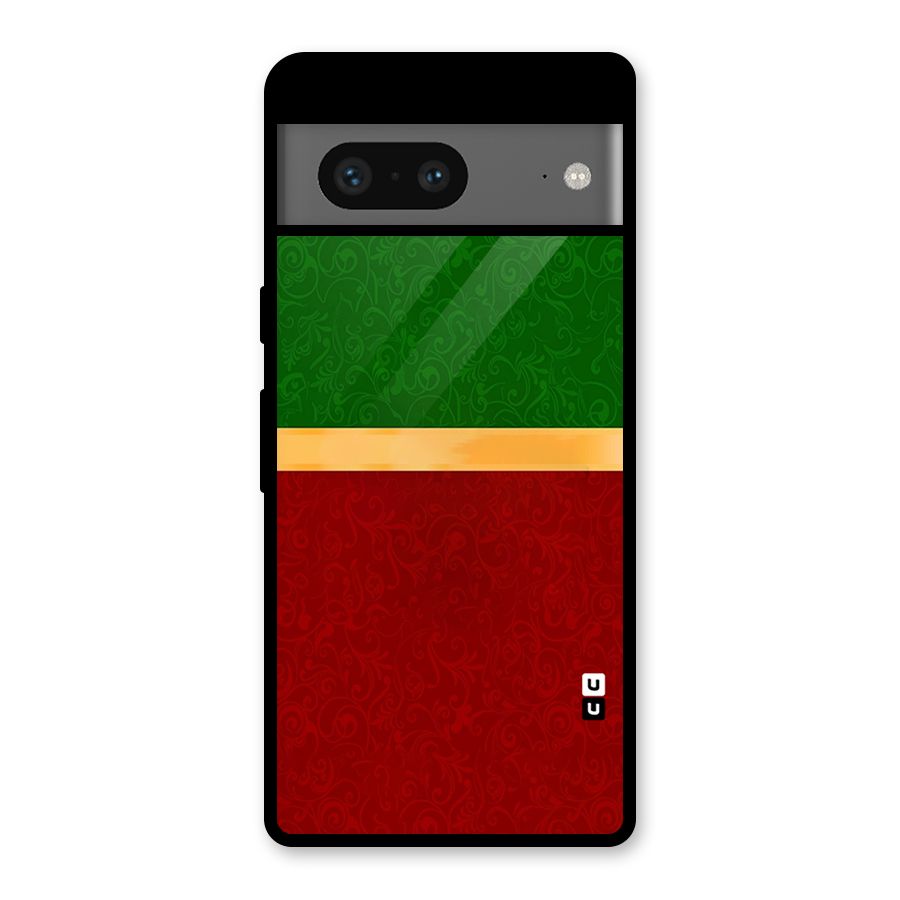 Christmas Colors Stripe Glass Back Case for Google Pixel 7