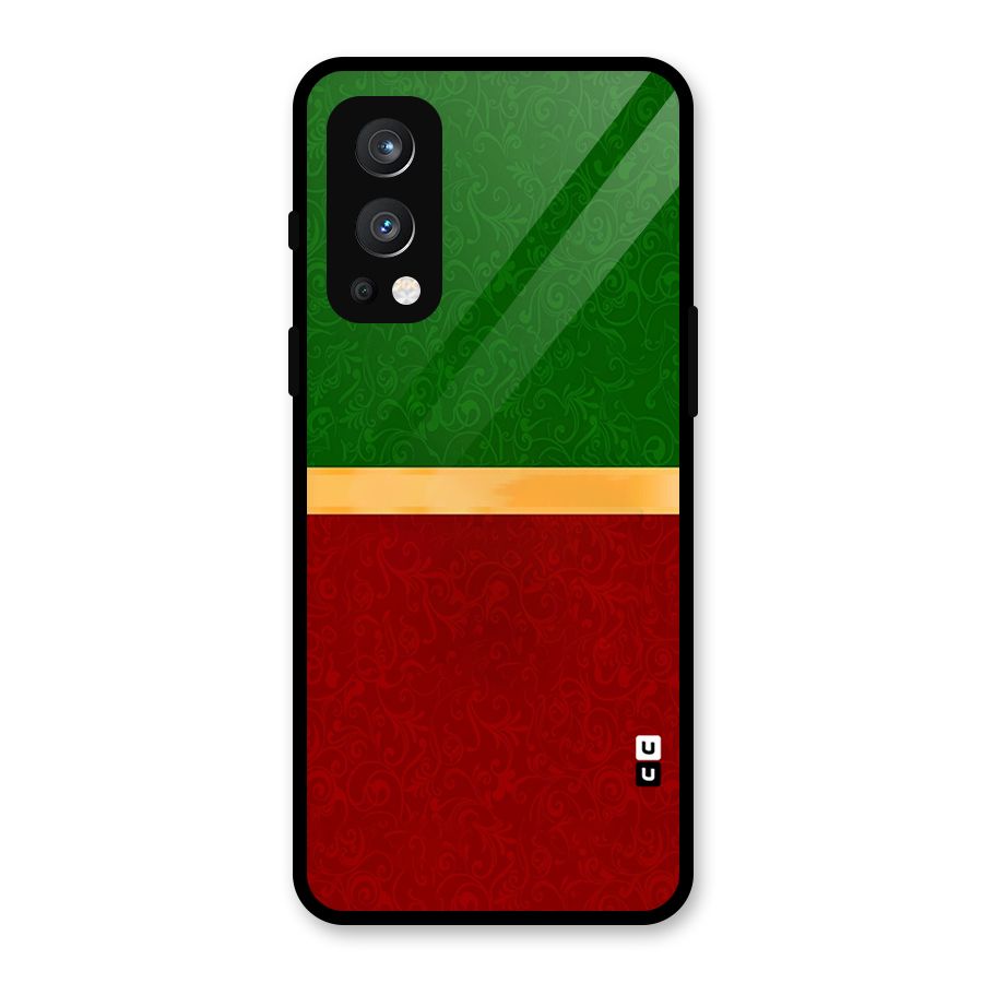 Christmas Colors Stripe Glass Back Case for OnePlus Nord 2 5G