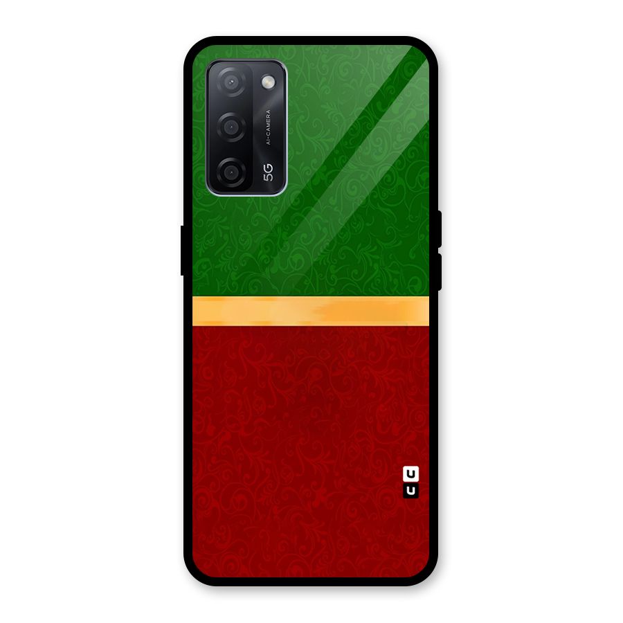 Christmas Colors Stripe Glass Back Case for Oppo A53s 5G