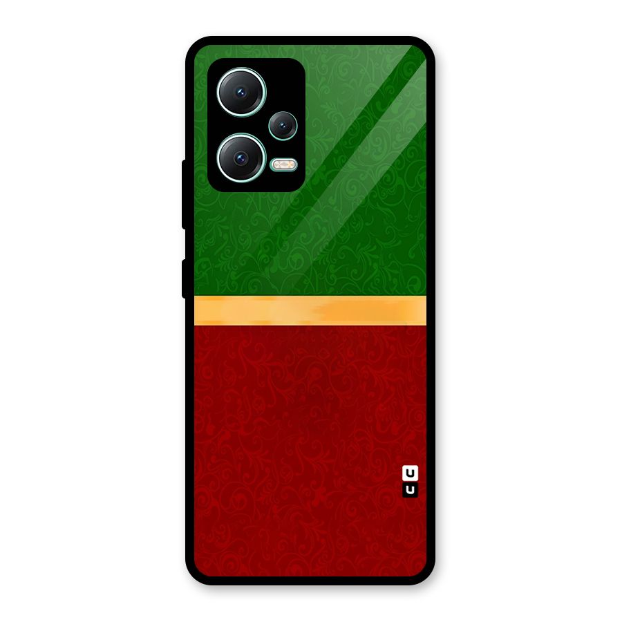Christmas Colors Stripe Glass Back Case for Redmi Note 12 5G