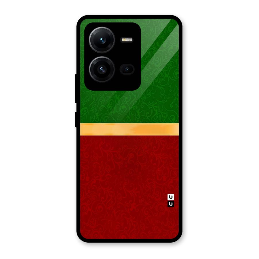 Christmas Colors Stripe Glass Back Case for Vivo V25