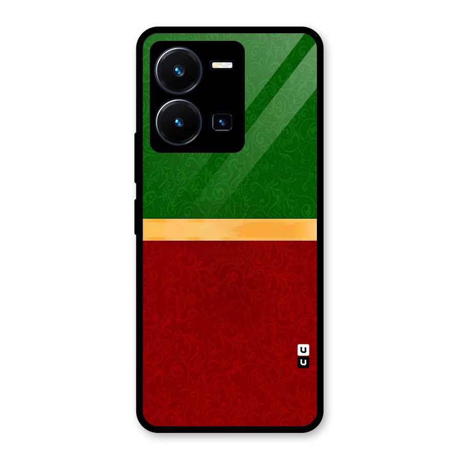 Christmas Colors Stripe Glass Back Case for Vivo Y35