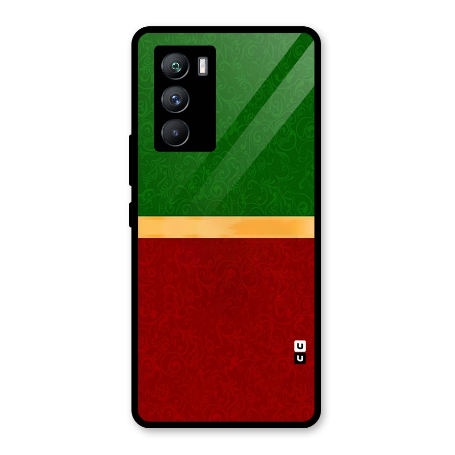 Christmas Colors Stripe Glass Back Case for Vivo iQOO 9 SE
