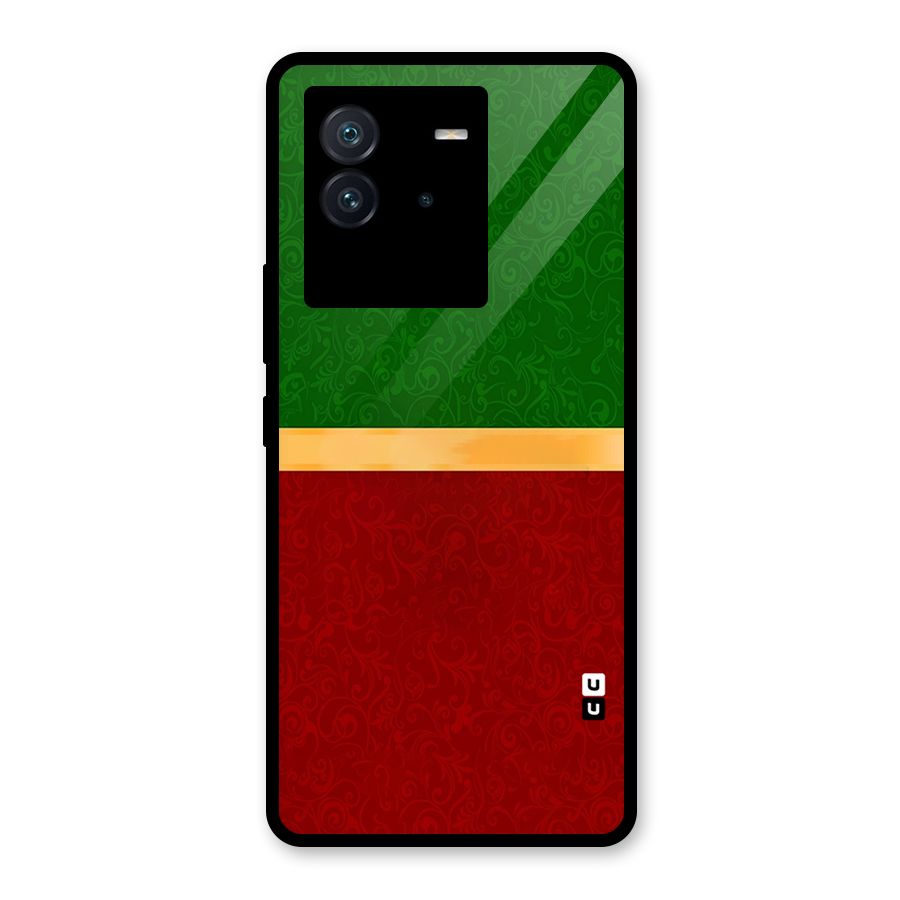 Christmas Colors Stripe Glass Back Case for Vivo iQOO Neo 6 5G