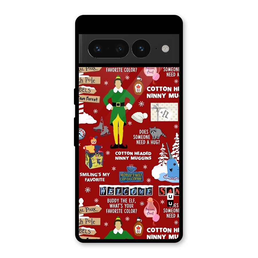 Christmas Cute Doodles Glass Back Case for Google Pixel 7 Pro