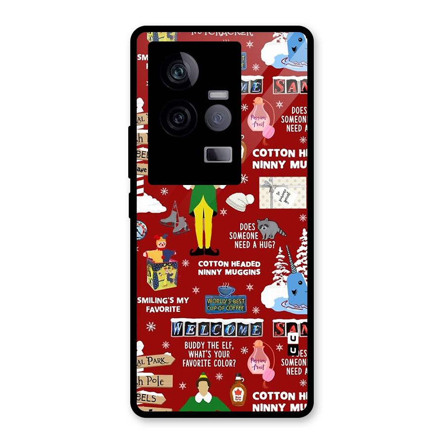 Christmas Cute Doodles Glass Back Case for Vivo iQOO 11 5G