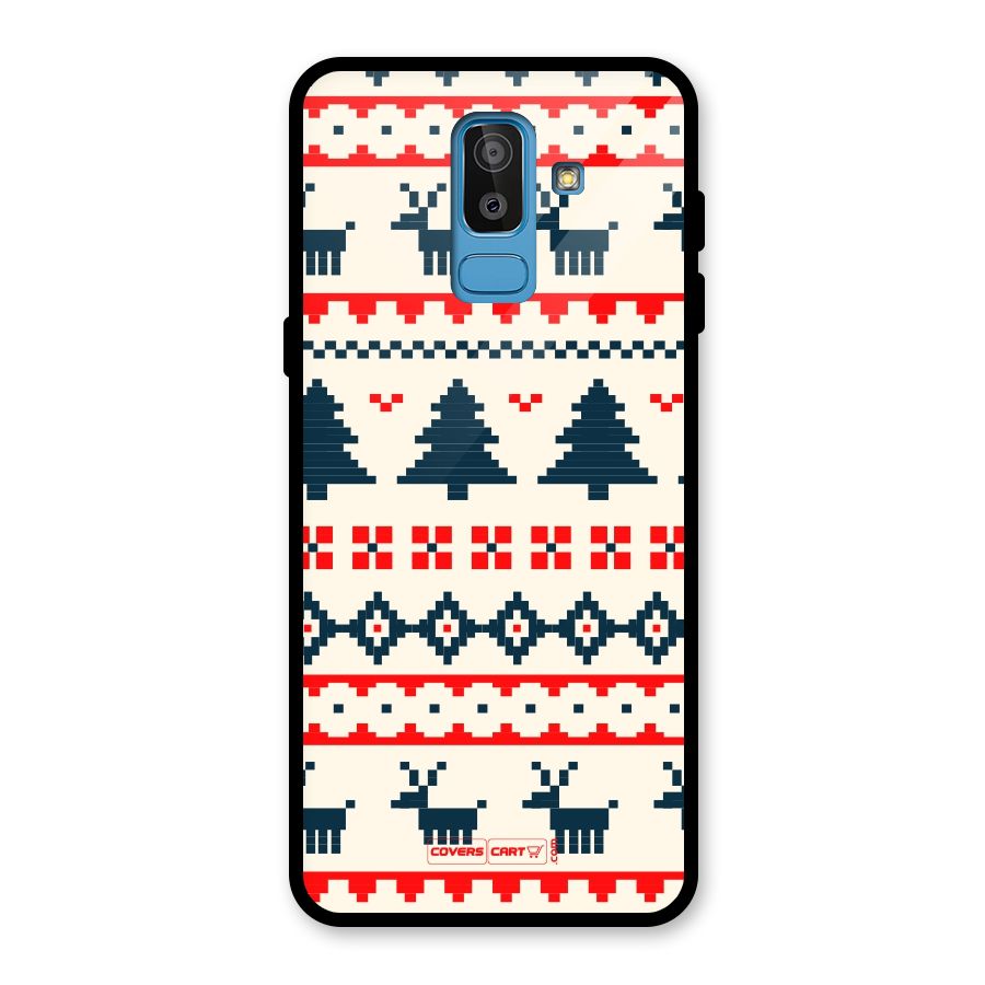 Christmas Design Pattern Glass Back Case for Galaxy J8