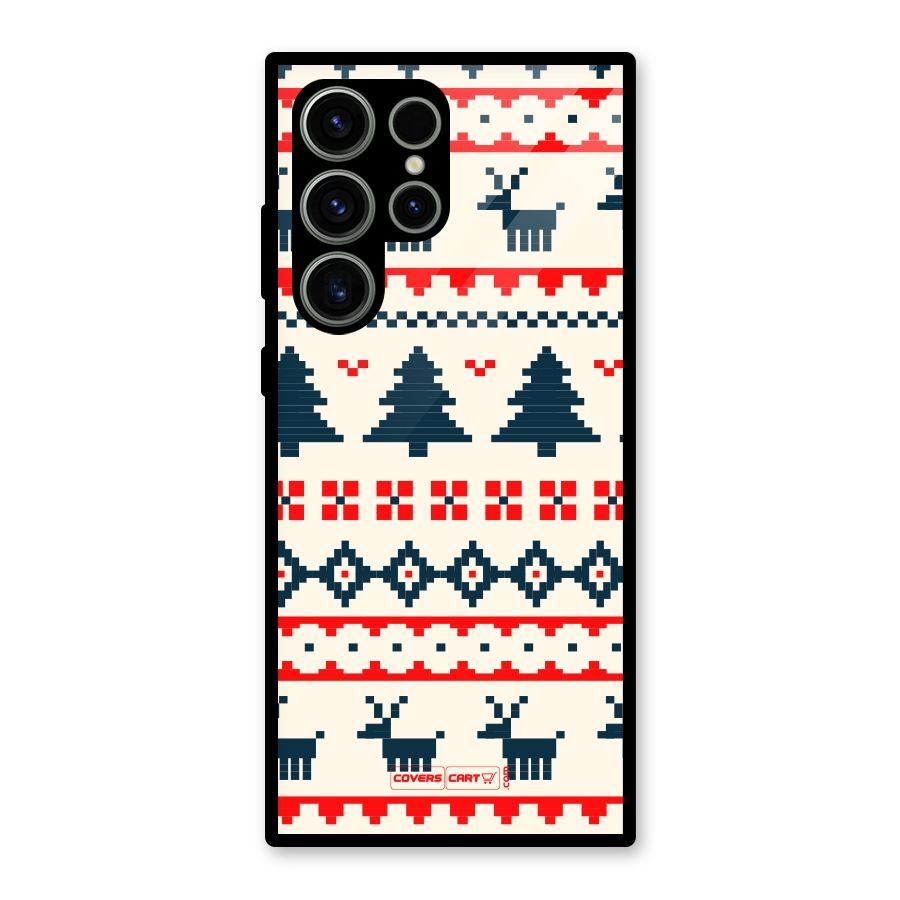 Christmas Design Pattern Glass Back Case for Galaxy S23 Ultra