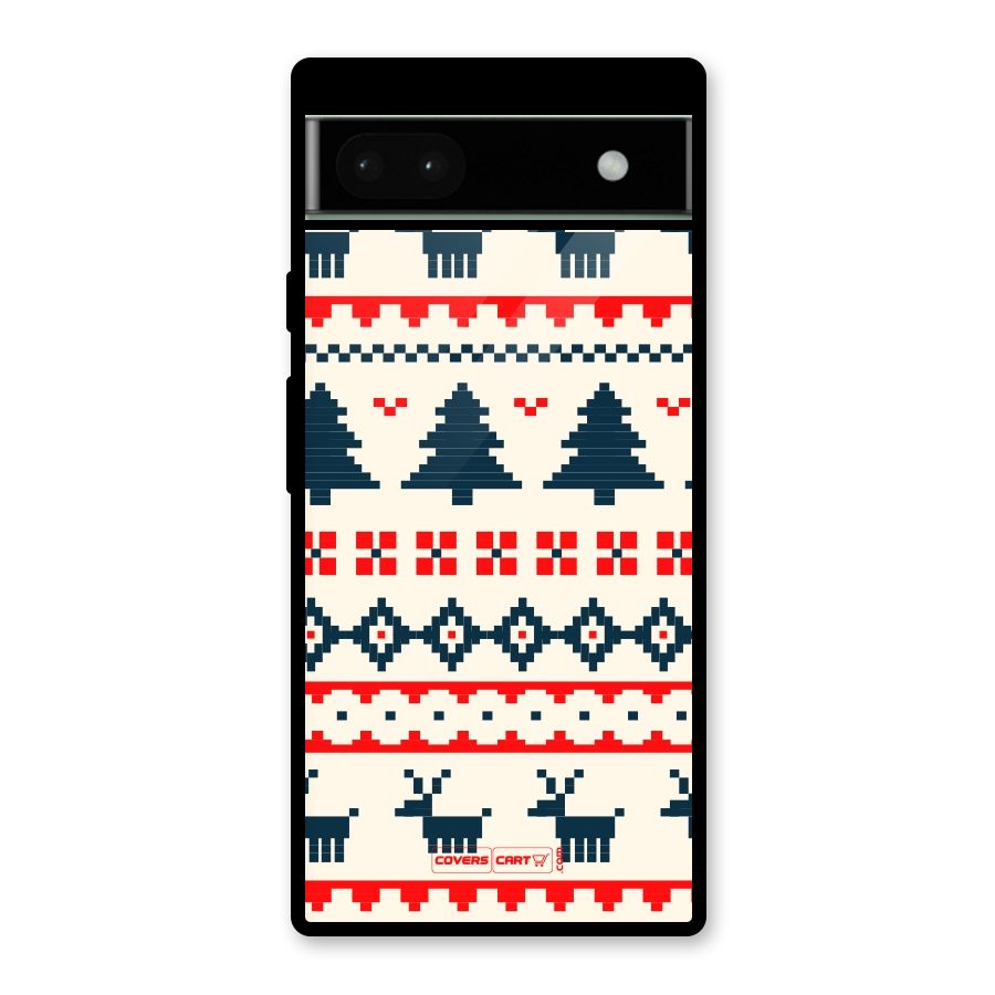 Christmas Design Pattern Glass Back Case for Google Pixel 6a