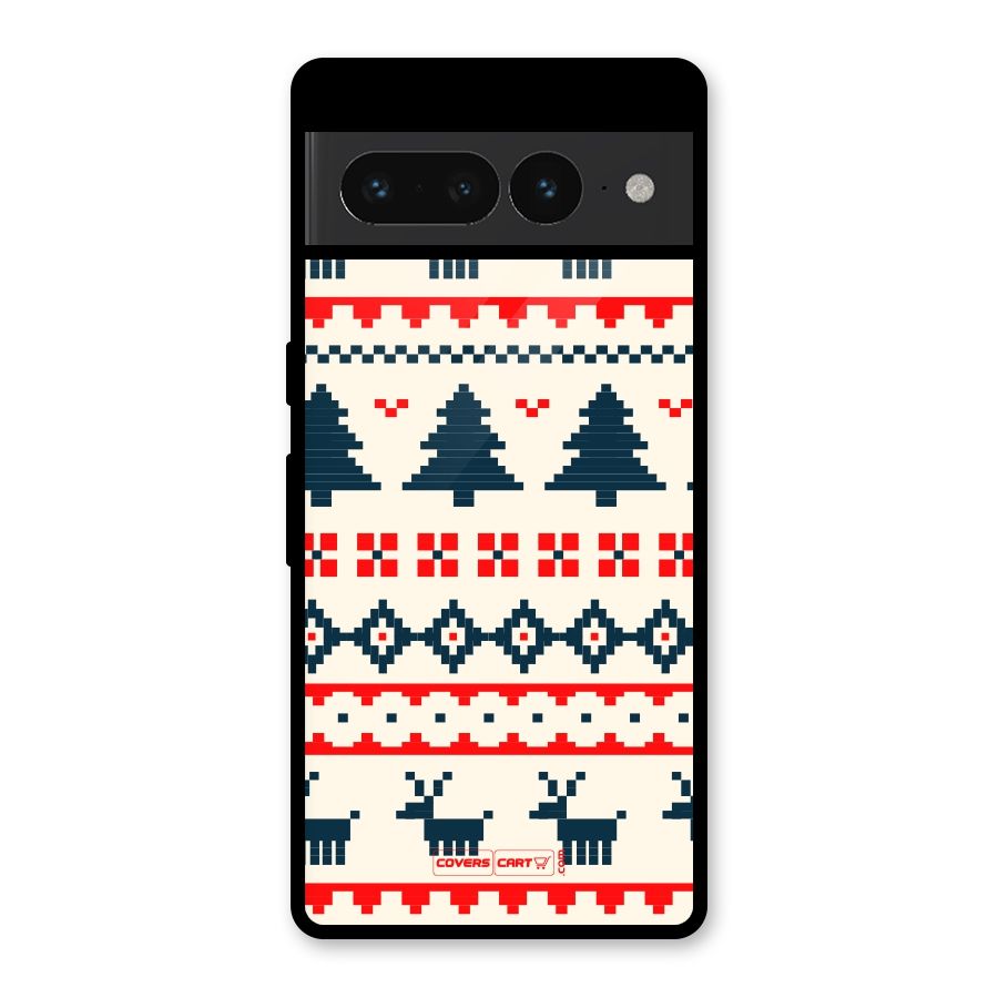 Christmas Design Pattern Glass Back Case for Google Pixel 7 Pro