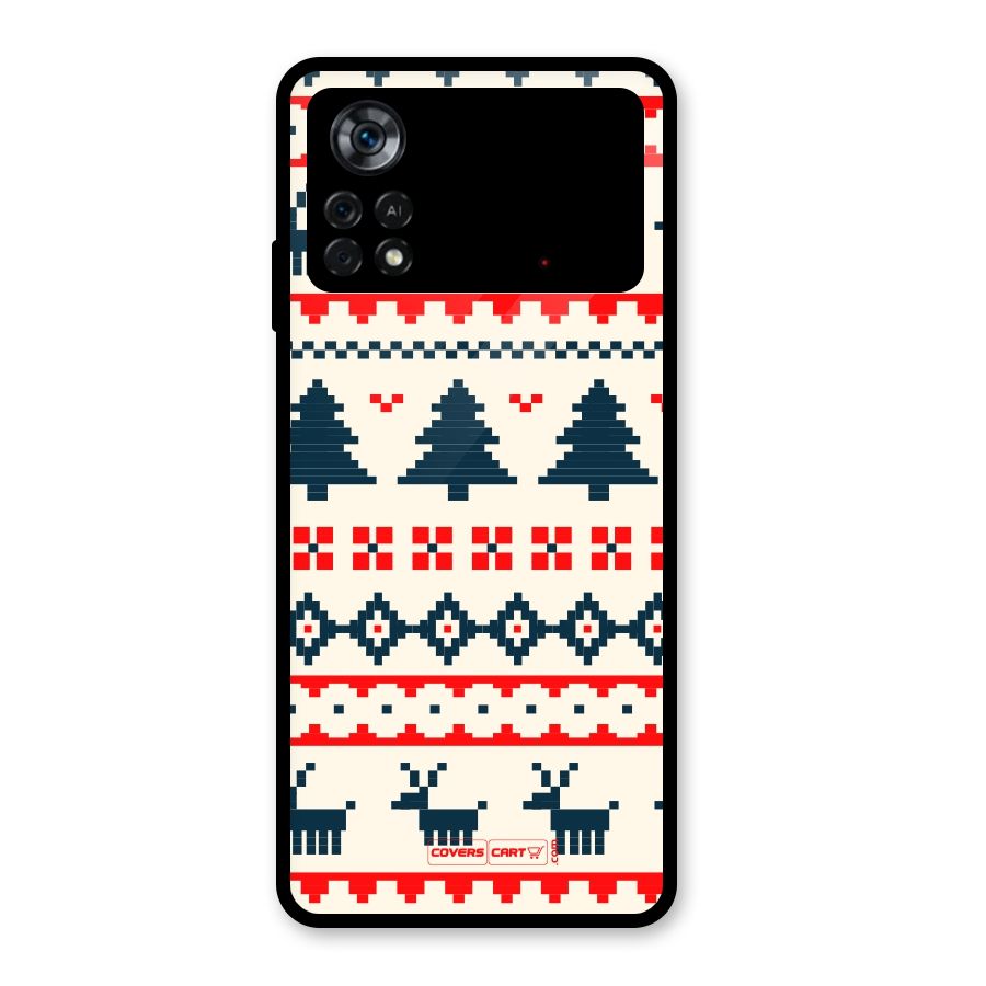 Christmas Design Pattern Glass Back Case for Poco X4 Pro 5G