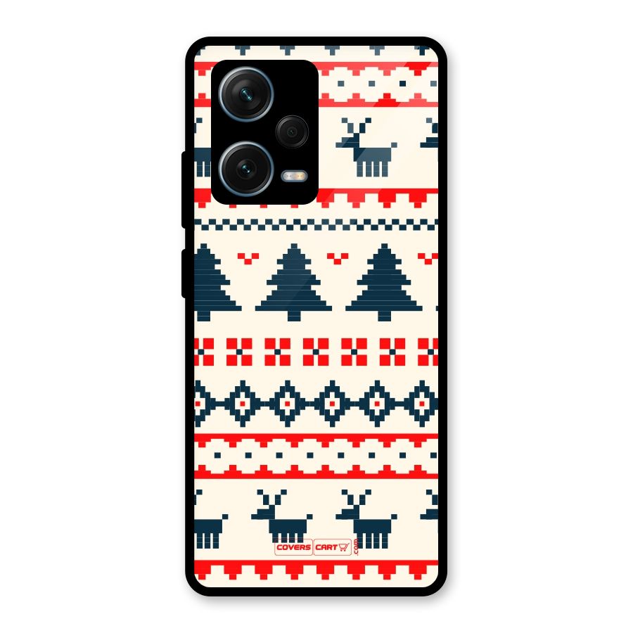 Christmas Design Pattern Glass Back Case for Redmi Note 12 Pro Plus 5G